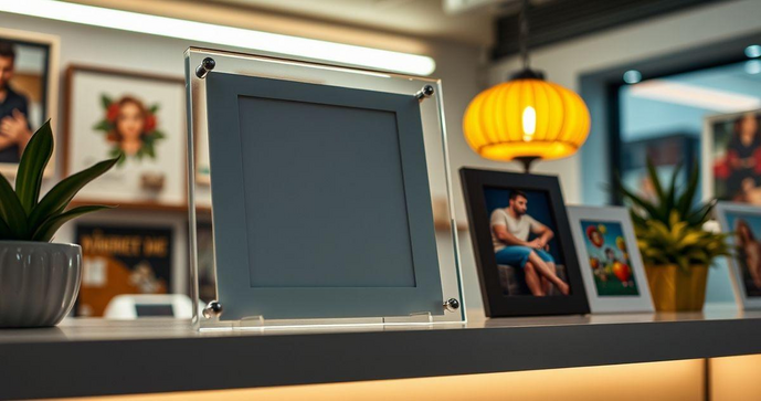 Porta Retrato de Acrílico Personalizado para Decoração Única Porta Retrato de Acrílico Personalizado para Decoração Única